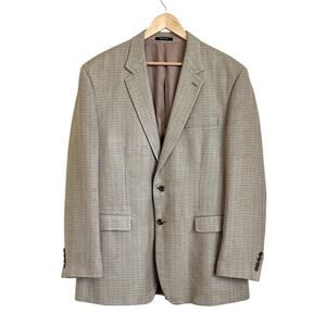 Ralph Lauren Chaps Mens 100% Silk Sport Coat Size 44L Houndstooth Blazer Jacket
